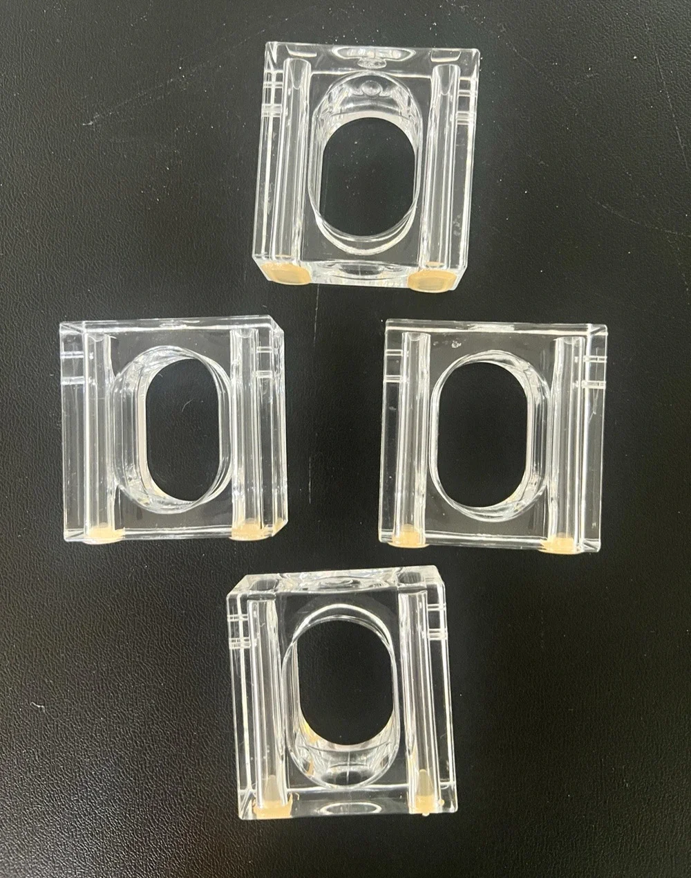4 Square Clear Acrylic Square Napkin Rings Mini Flower Holders Party Events Deco